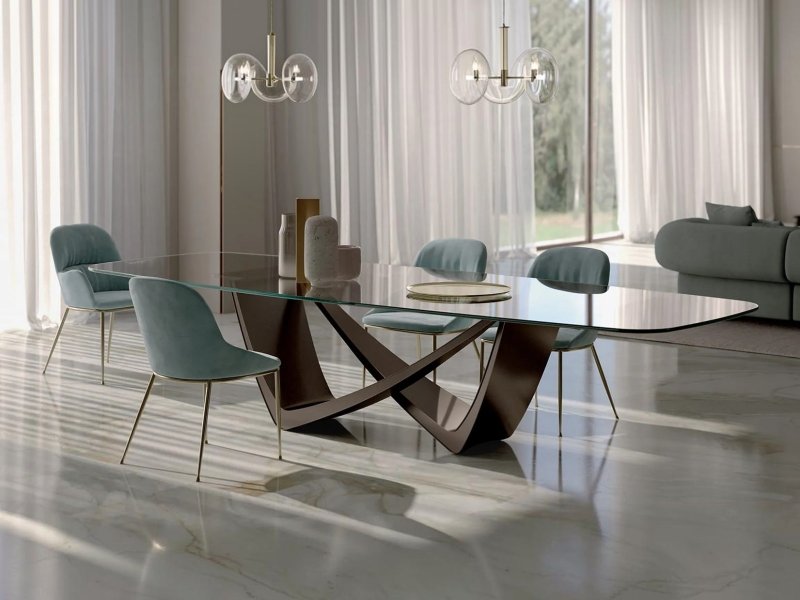 Bontempi Bach Fixed Barrel Glass Top Table