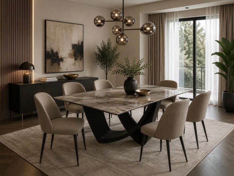 Bontempi Bach Fixed Rectangular Marble Table