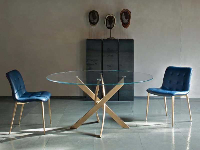 Bontempi Barone Glass Round Table By Bontempi