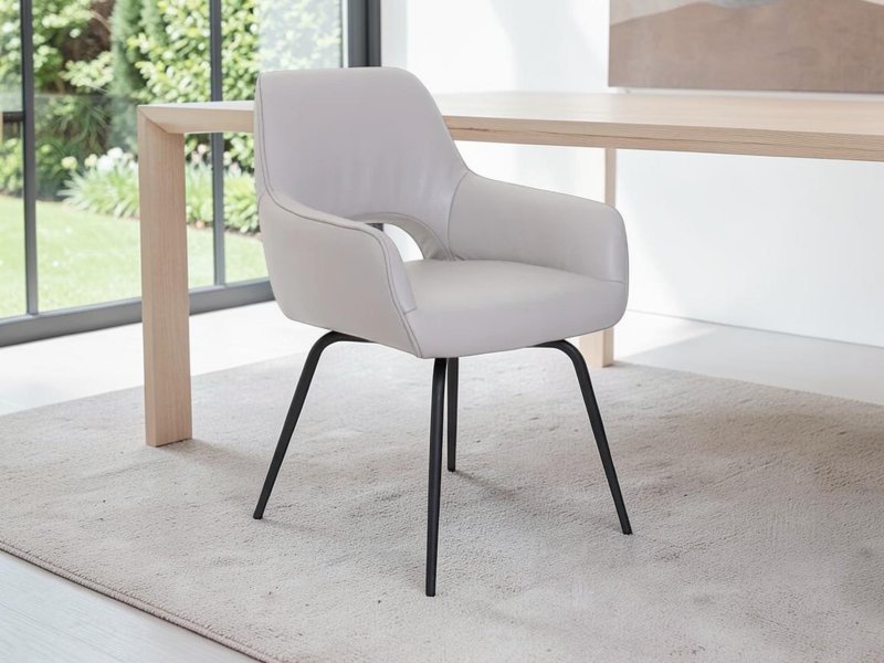 Beadle Crome Interiors Ivy Metal Leg Dining Chair in Leather