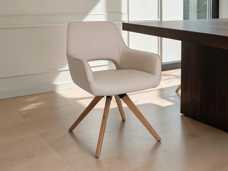Beadle Crome Interiors Ivy Wooden Leg Dining Chair Leather
