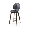 Calligaris Basil Leather Stool with wood Legs By Calligaris