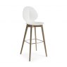 Calligaris Basil Leather Stool with wood Legs By Calligaris